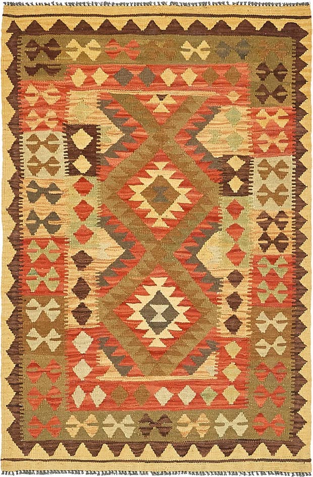 Detail image of 3' 3 x 5' Hand Woven Kilim Maymana Wool Rug