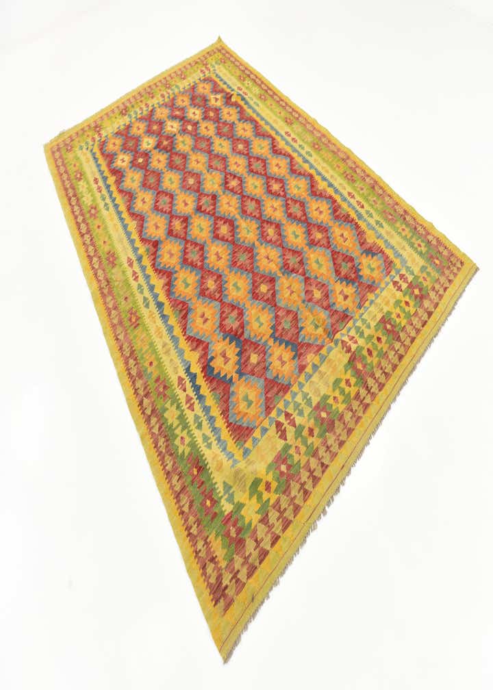 6' 6 x 9' 7 Hand Woven Kilim Maymana Wool Rug