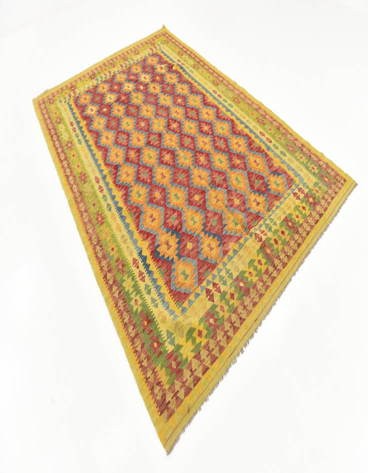 Detail image of 6' 6 x 9' 7 Hand Woven Kilim Maymana Wool Rug