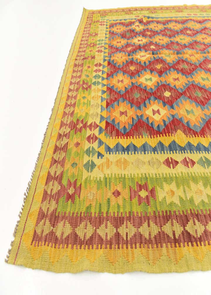 6' 6 x 9' 7 Hand Woven Kilim Maymana Wool Rug