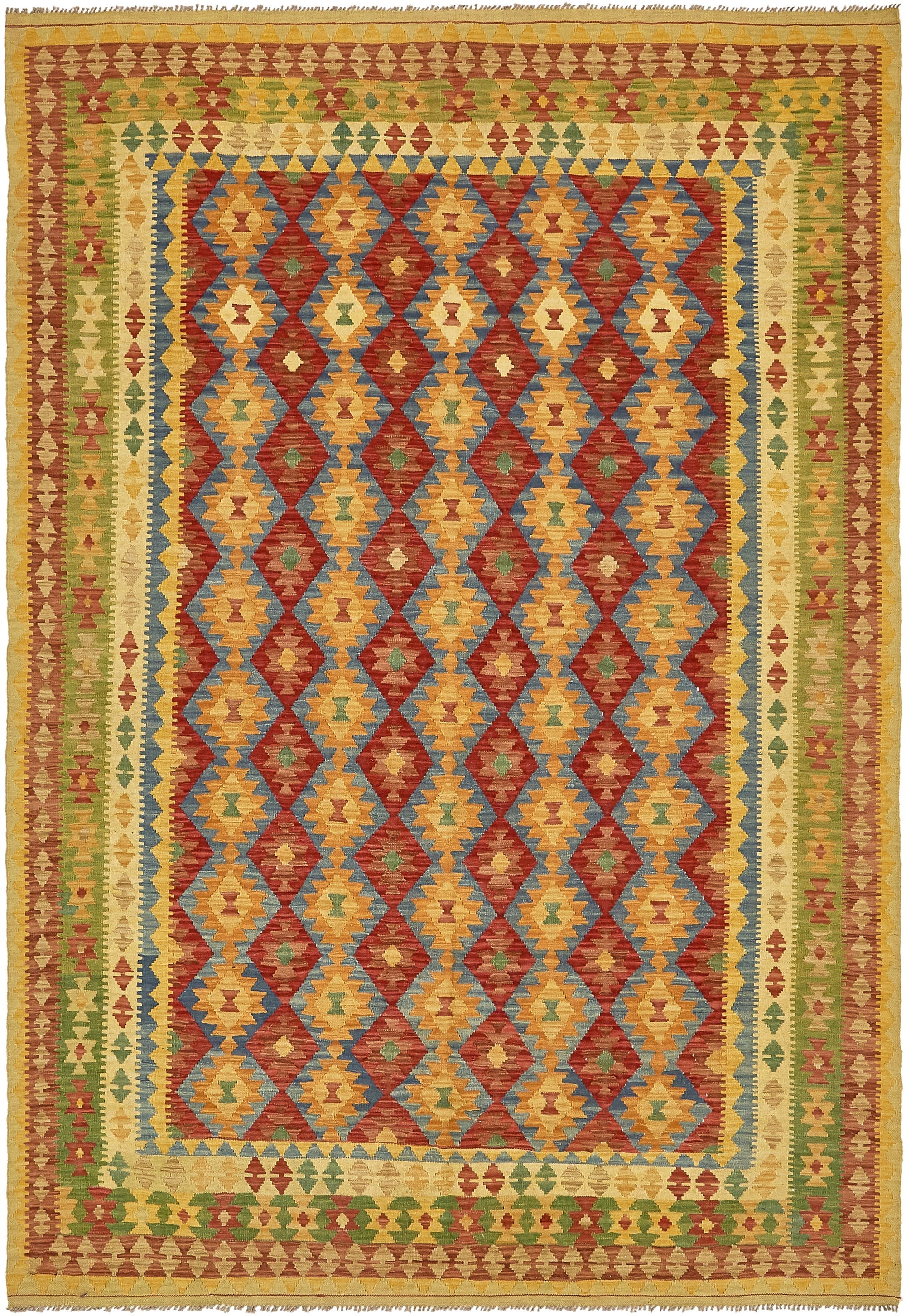 6' 6 x 9' 7 Hand Woven Kilim Maymana Wool Rug