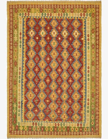6' 6 x 9' 7 Hand Woven Kilim Maymana Wool Rug