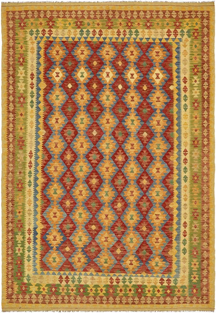 6' 6 x 9' 7 Hand Woven Kilim Maymana Wool Rug