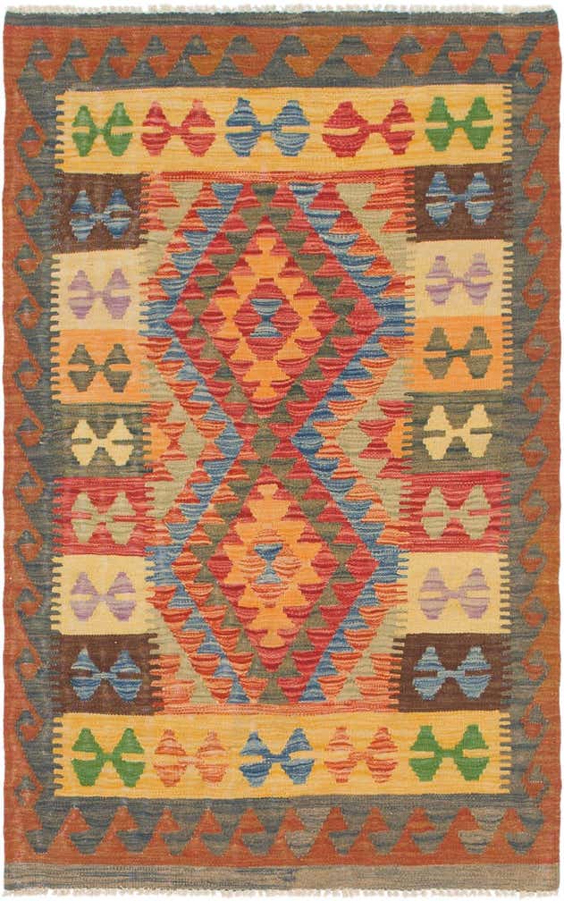 3' 2 x 5' Hand Woven Kilim Maymana Wool Rug
