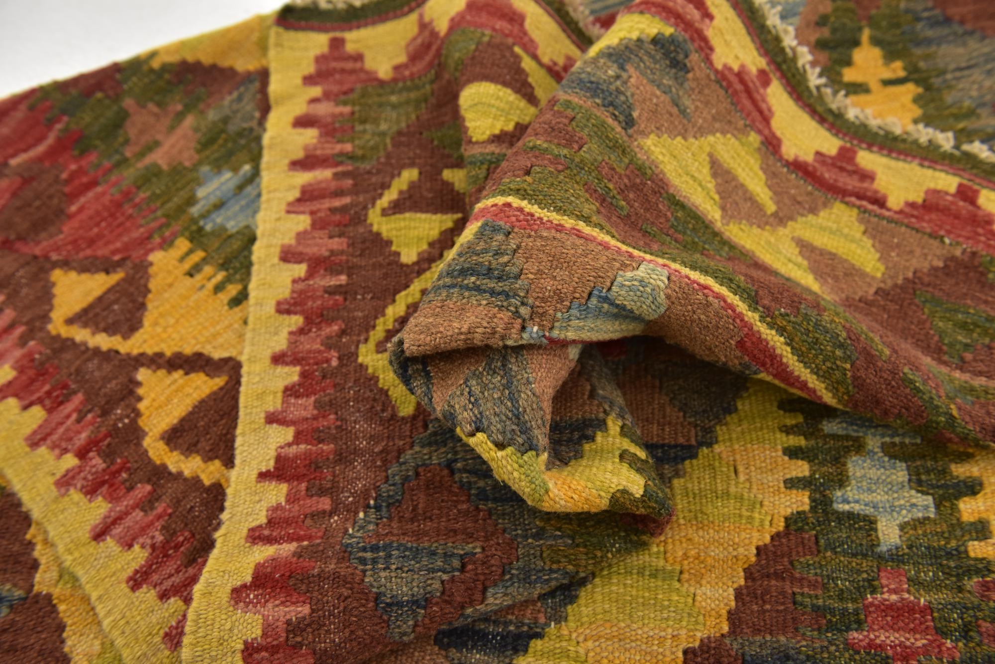 3' 2 x 5' Hand Woven Kilim Maymana Wool Rug