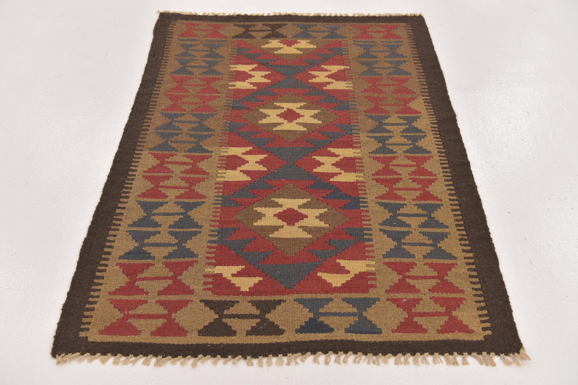 95cm x 145cm Tejido a mano Kilim Maymana Alfombra Lana