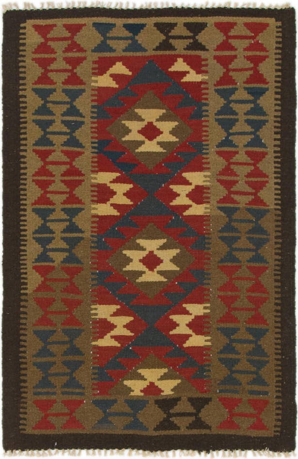 Detail image of 95cm x 145cm Tejido a mano Kilim Maymana Alfombra Lana