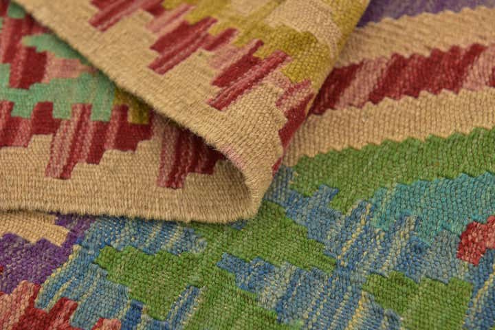 2' 4 x 6' 6 Hand Woven Kilim Maymana Wool Rug