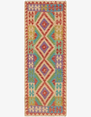 2' 4 x 6' 6 Hand Woven Kilim Maymana Wool Rug
