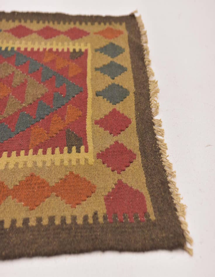 Detail image of 3' 2 x 6'  Hand Woven Kilim Maymana Wool Rug
