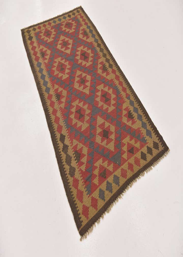 3' 7 x 6' 7 Hand Woven Kilim Maymana Wool Rug