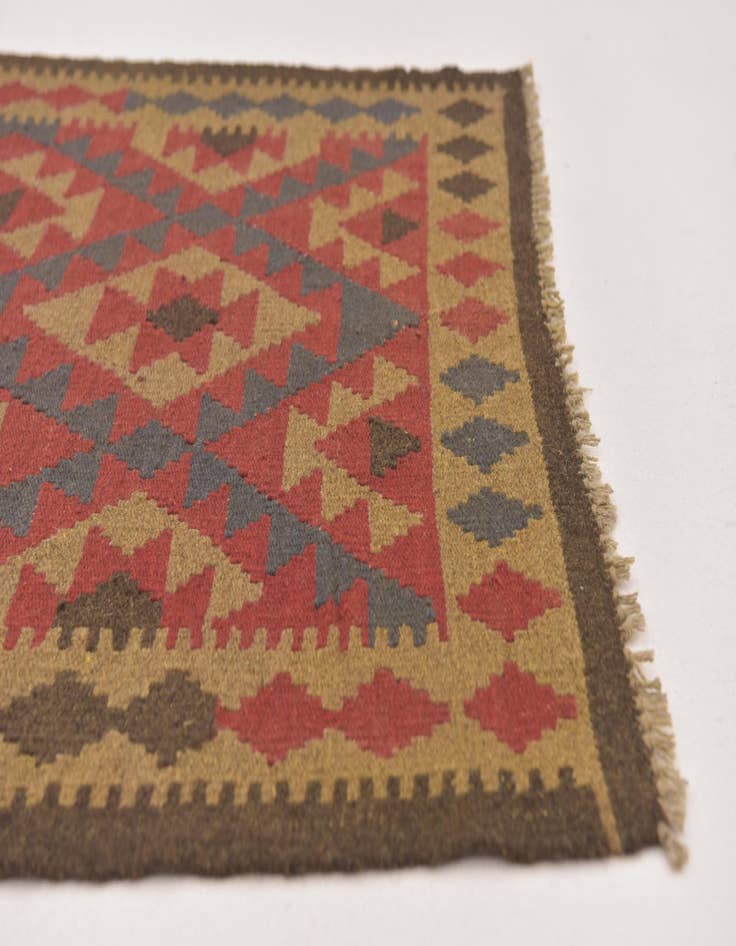 Detail image of 3' 7 x 6' 7 Hand Woven Kilim Maymana Wool Rug