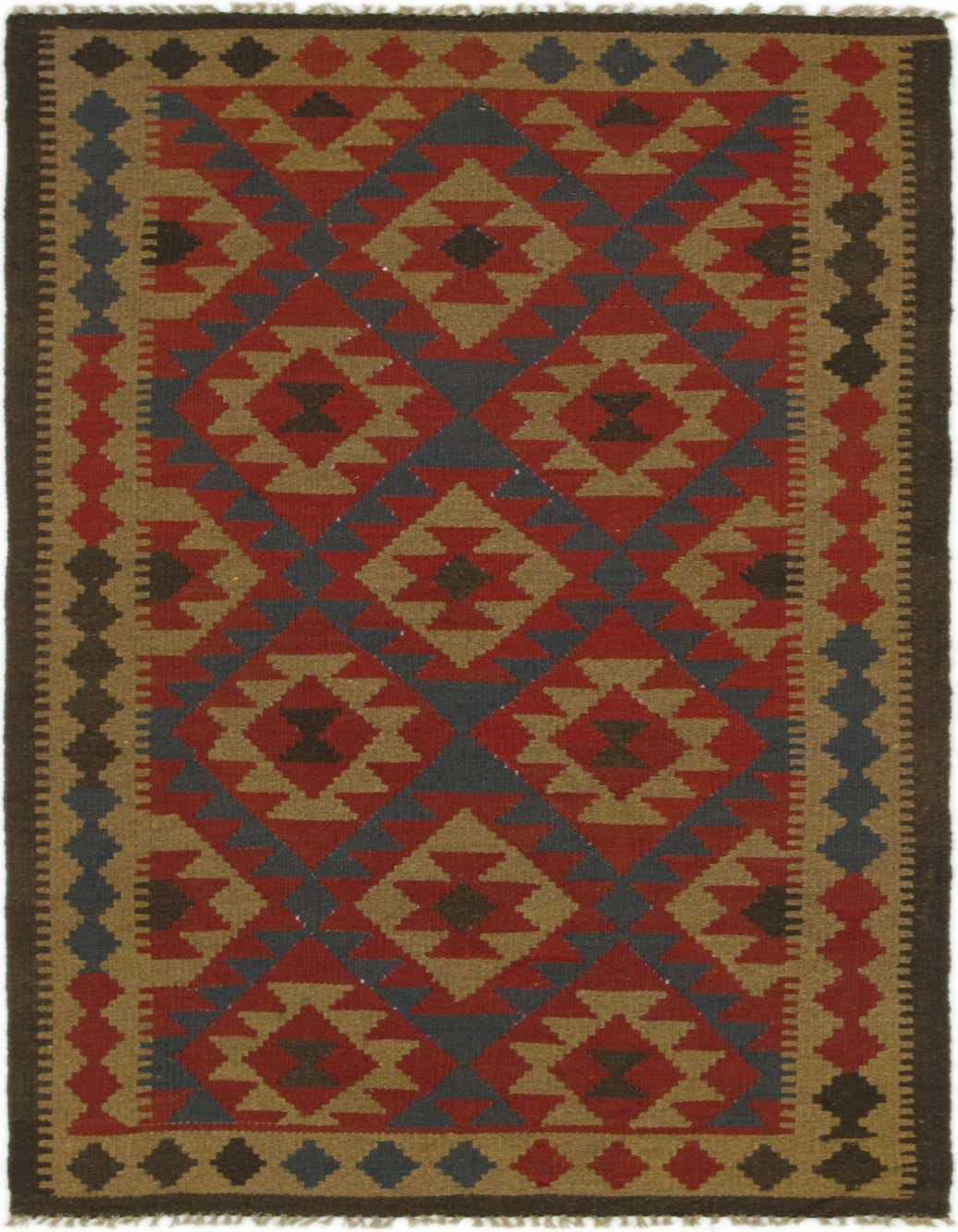 3' 7 x 6' 7 Hand Woven Kilim Maymana Wool Rug