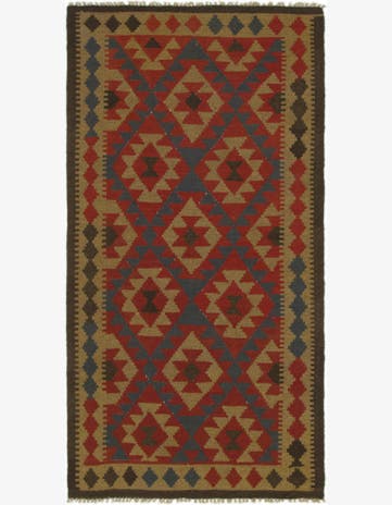 3' 7 x 6' 7 Hand Woven Kilim Maymana Wool Rug