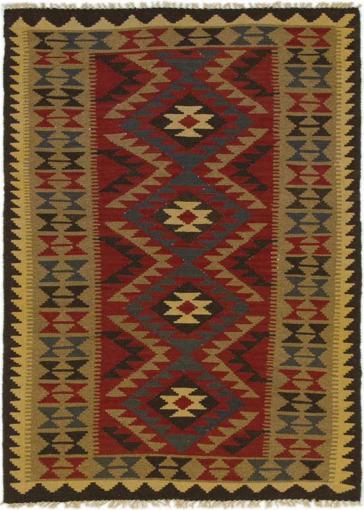 3' 6 x 6' 7 Hand Woven Kilim Maymana Wool Rug