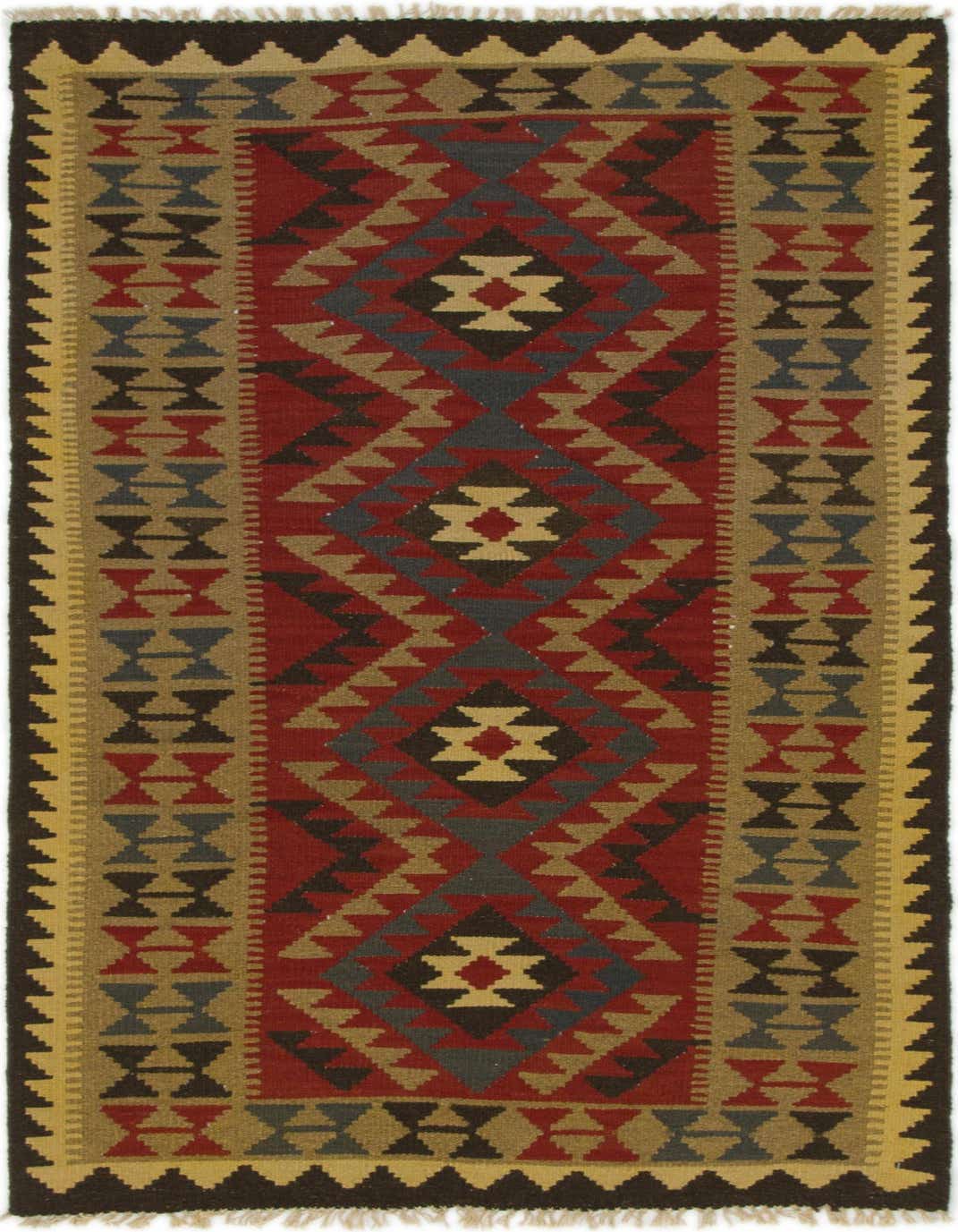 3' 6 x 6' 7 Hand Woven Kilim Maymana Wool Rug