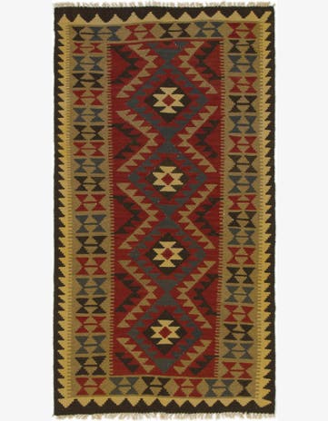 3' 6 x 6' 7 Hand Woven Kilim Maymana Wool Rug