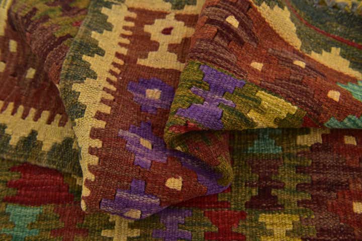 2' 9 x 4' 2 Hand Woven Kilim Maymana Wool Rug