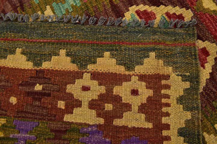 2' 9 x 4' 2 Hand Woven Kilim Maymana Wool Rug