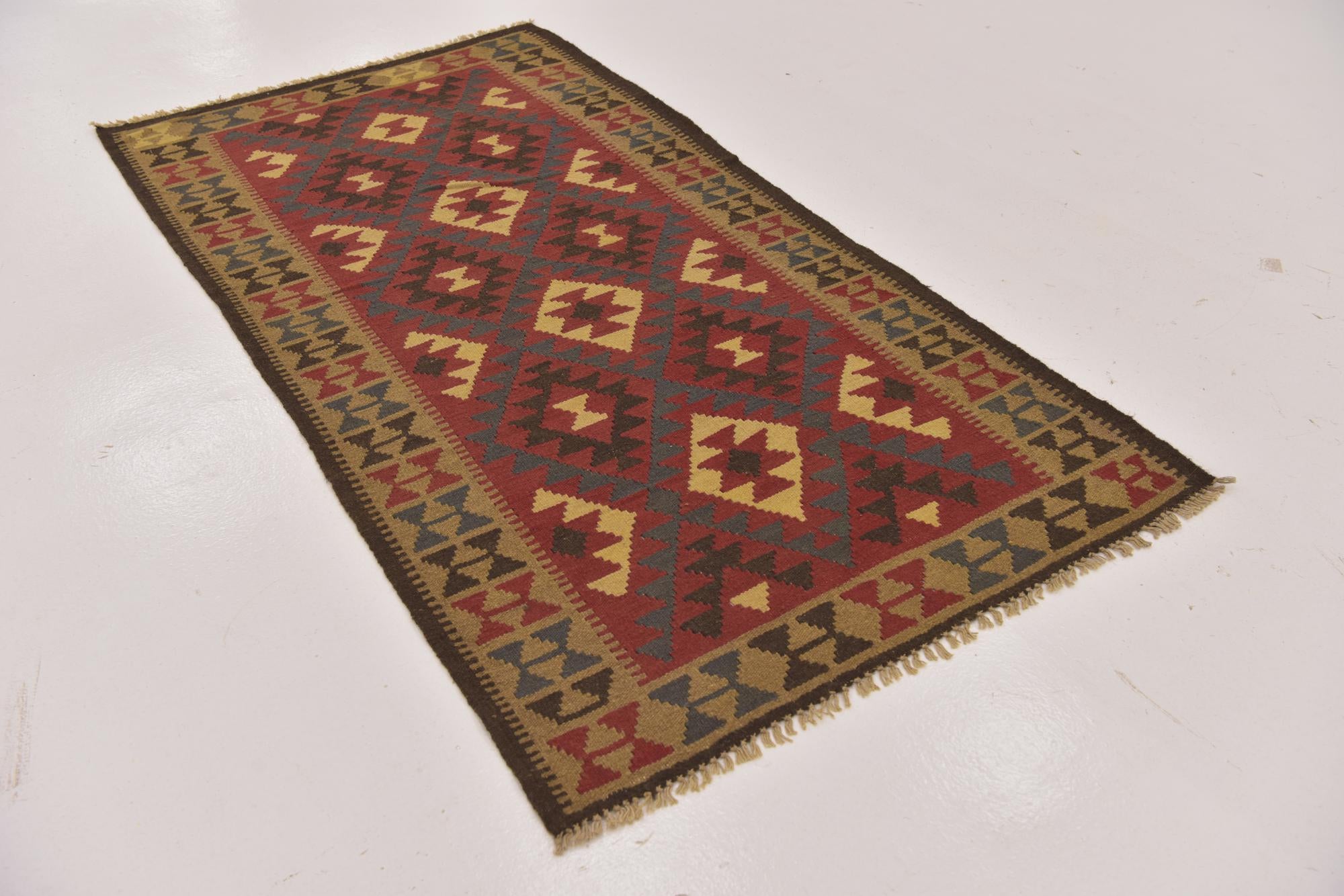 3' 5 x 6' 5 Hand Woven Kilim Maymana Wool Rug