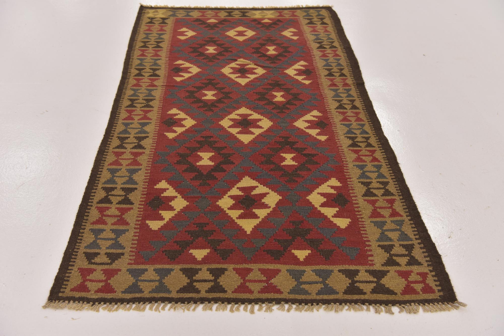 3' 5 x 6' 5 Hand Woven Kilim Maymana Wool Rug