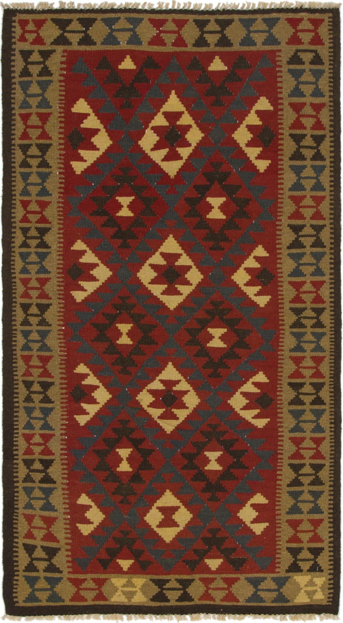 3' 5 x 6' 5 Hand Woven Kilim Maymana Wool Rug