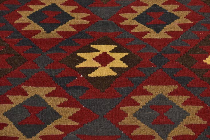Detail image of 5' 2 x 8' 2 Hand Woven Kilim Maymana Wool Rug