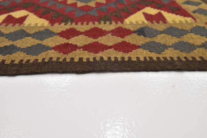 5' 2 x 8' 2 Hand Woven Kilim Maymana Wool Rug