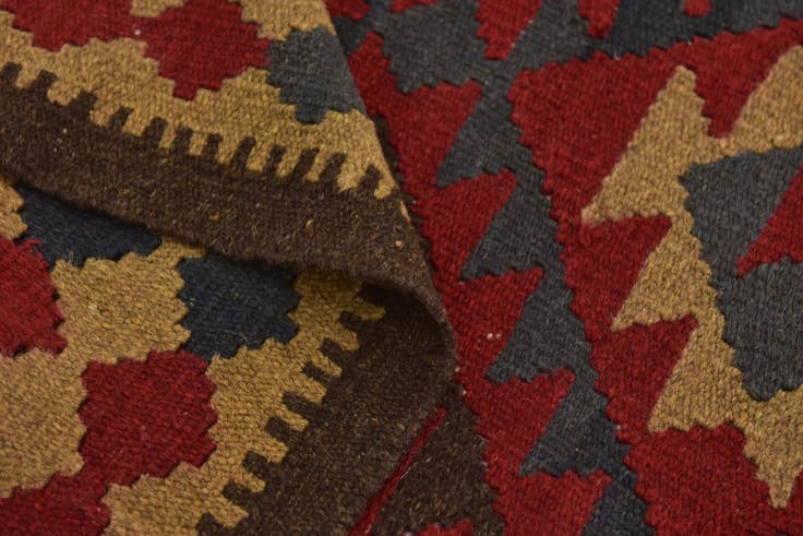Detail image of 5' 2 x 8' 2 Hand Woven Kilim Maymana Wool Rug
