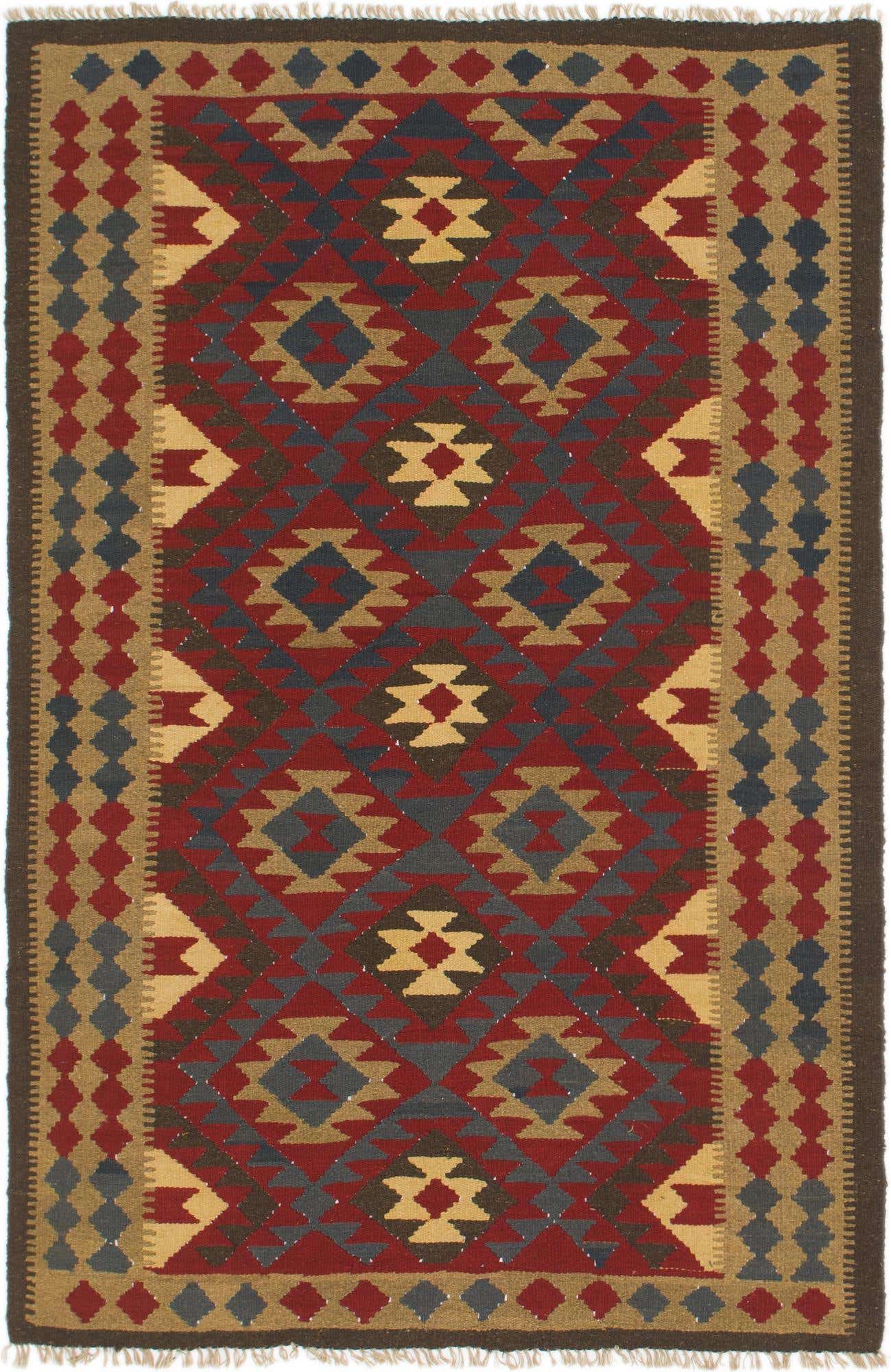 5' 2 x 8' 2 Hand Woven Kilim Maymana Wool Rug