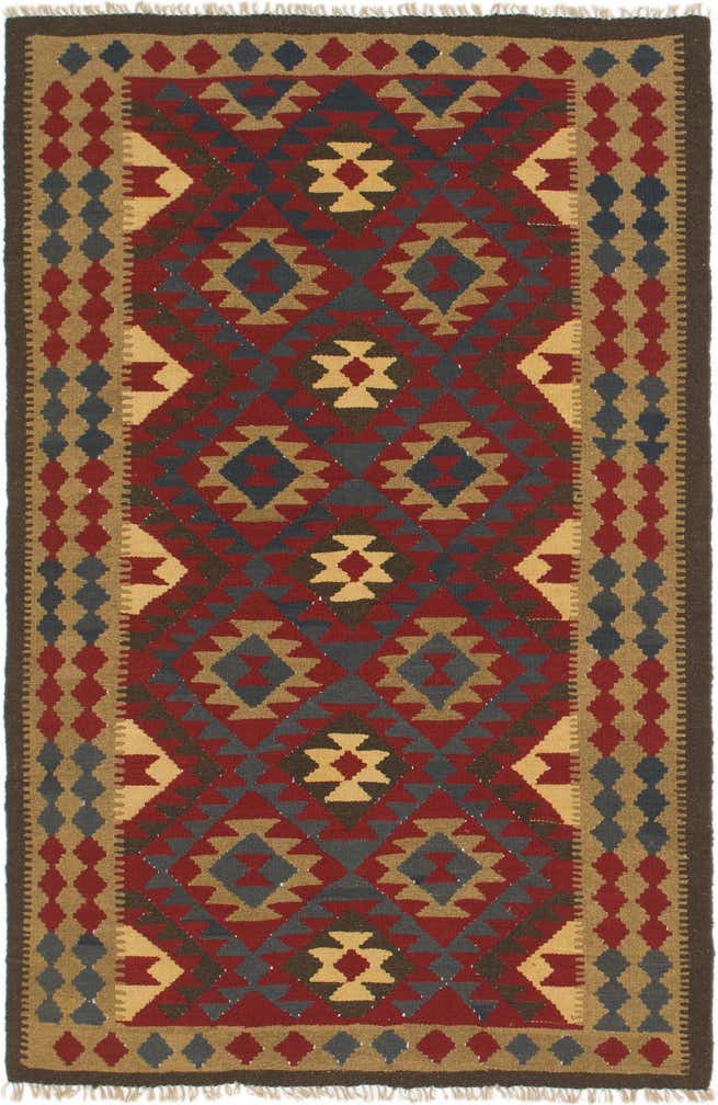 5' 2 x 8' 2 Hand Woven Kilim Maymana Wool Rug