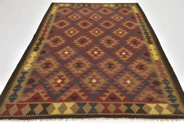 Detail image of 5' 4 x 8' Hand Woven Kilim Maymana Wool Rug
