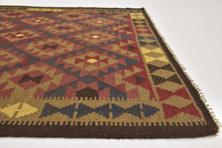5' 4 x 8' Hand Woven Kilim Maymana Wool Rug