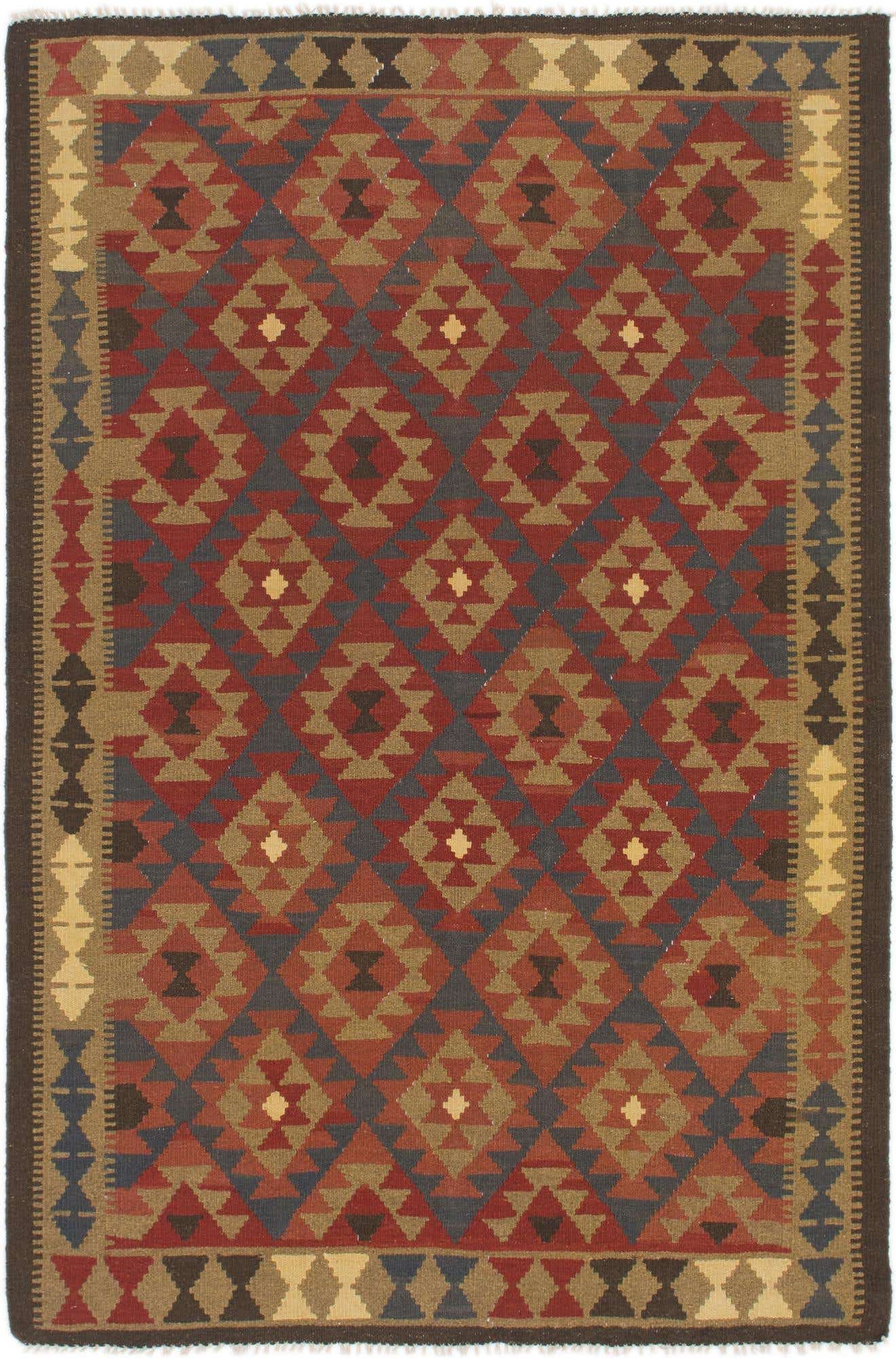 5' 4 x 8' Hand Woven Kilim Maymana Wool Rug