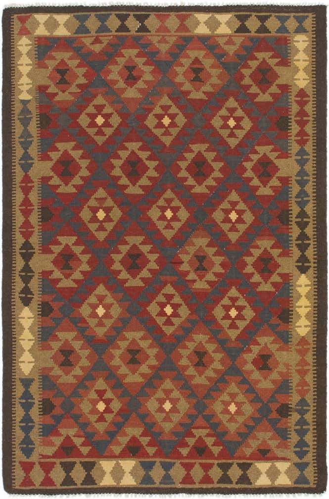 5' 4 x 8' Hand Woven Kilim Maymana Wool Rug