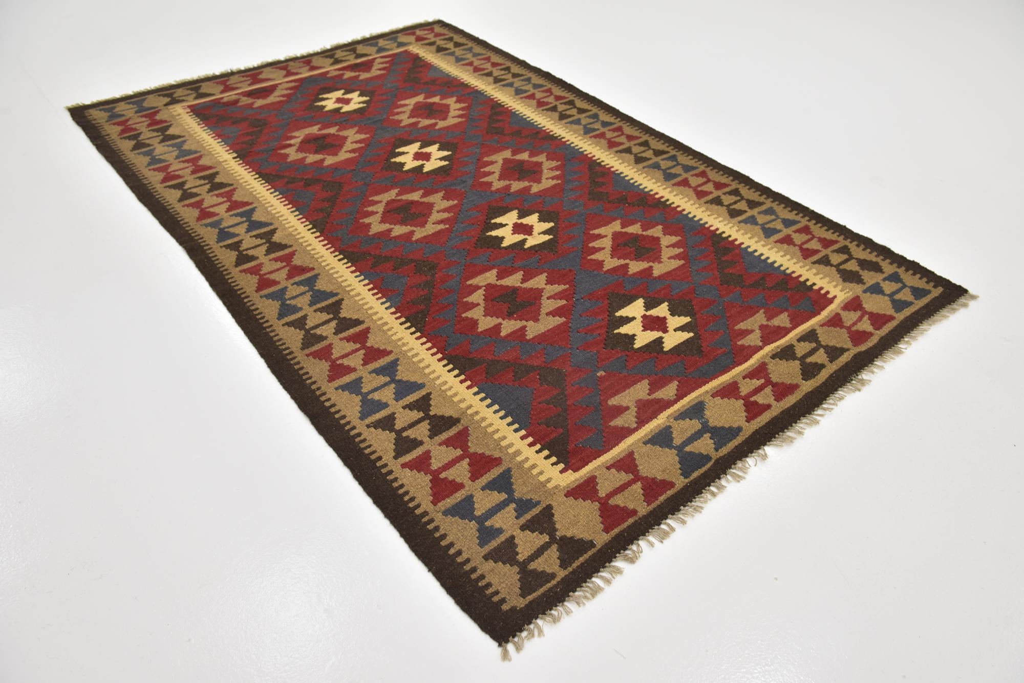 5' 2 x 8' Hand Woven Kilim Maymana Wool Rug