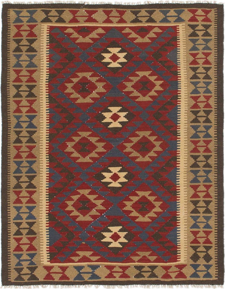 Detail image of 5' 2 x 8' Hand Woven Kilim Maymana Wool Rug