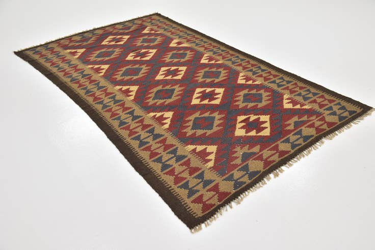 Detail image of 4' 9 x 8' 4 Hand Woven Kilim Maymana Wool Rug