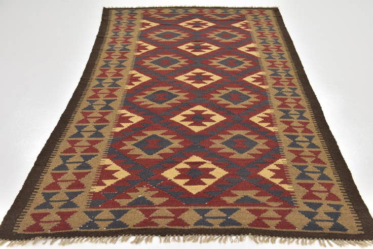 Detail image of 4' 9 x 8' 4 Hand Woven Kilim Maymana Wool Rug