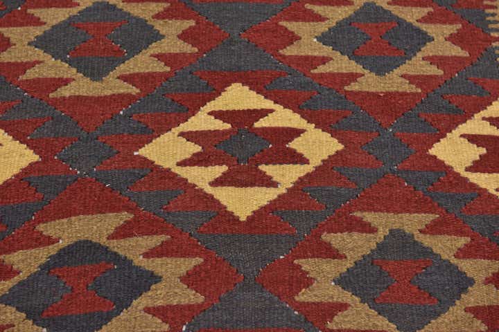 4' 9 x 8' 4 Hand Woven Kilim Maymana Wool Rug