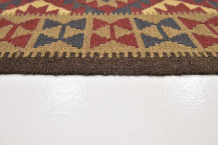 4' 9 x 8' 4 Hand Woven Kilim Maymana Wool Rug
