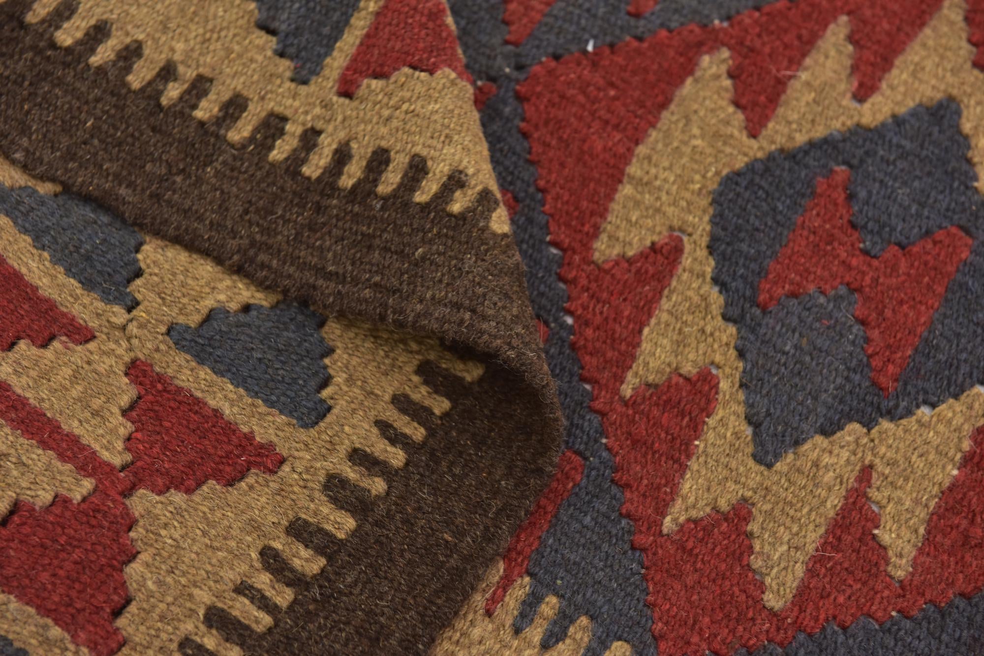 4' 9 x 8' 4 Hand Woven Kilim Maymana Wool Rug