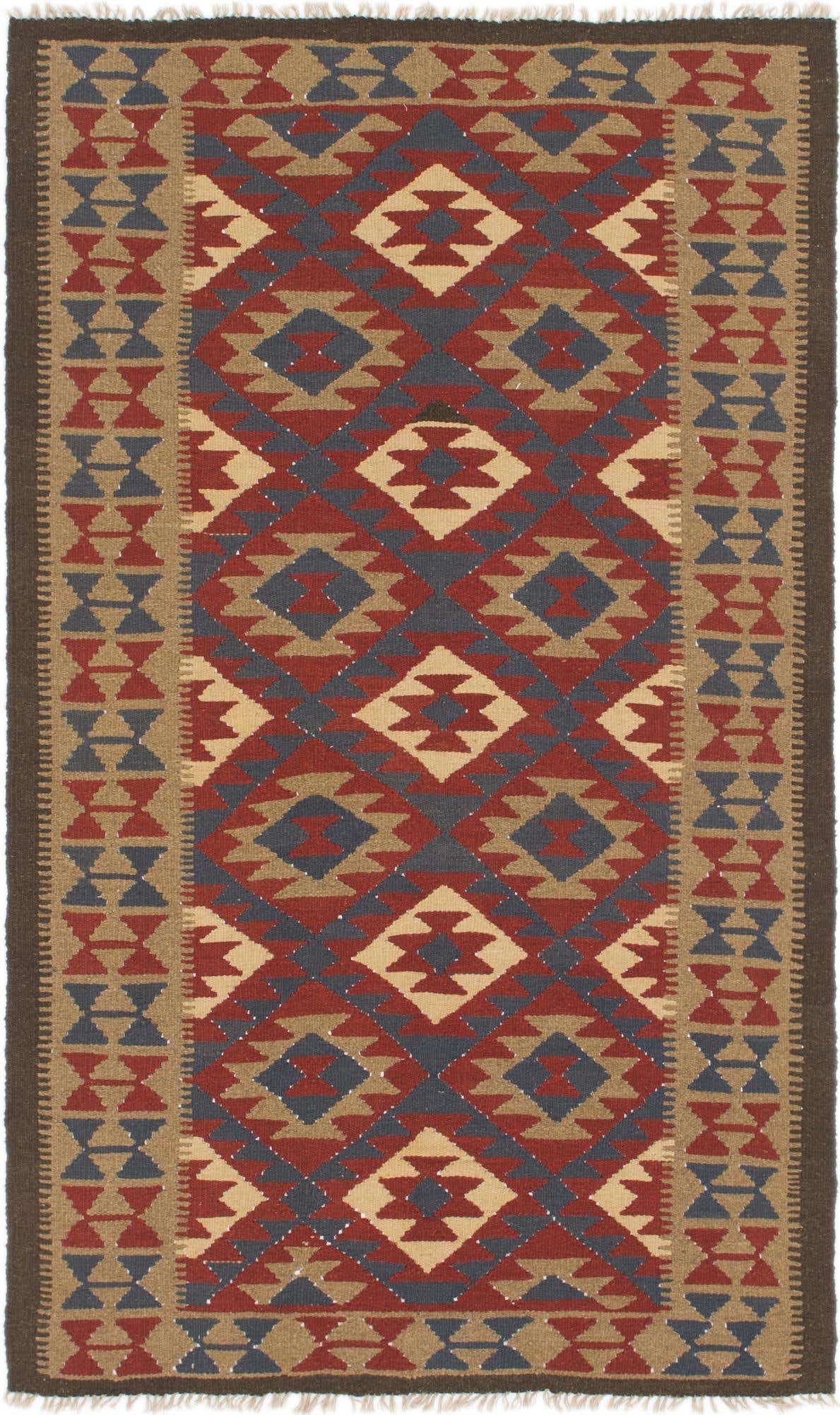 4' 9 x 8' 4 Hand Woven Kilim Maymana Wool Rug