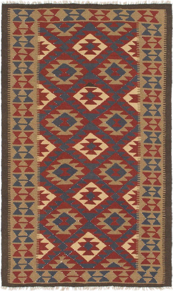 Detail image of 4' 9 x 8' 4 Hand Woven Kilim Maymana Wool Rug