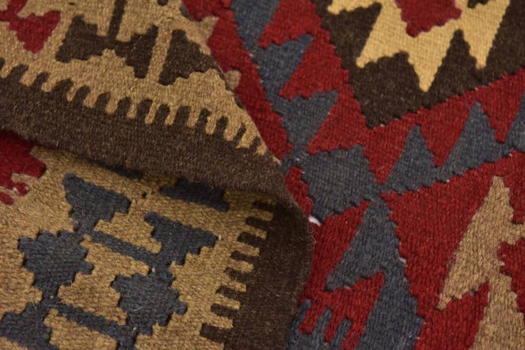 Detail image of 4' 9 x 8' 4 Hand Woven Kilim Maymana Wool Rug