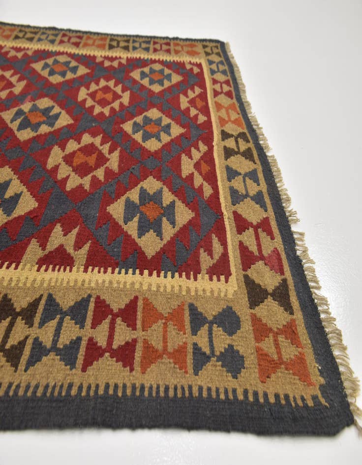 Detail image of 5' 2 x 8' 6  Hand Woven Kilim Maymana Wool Rug