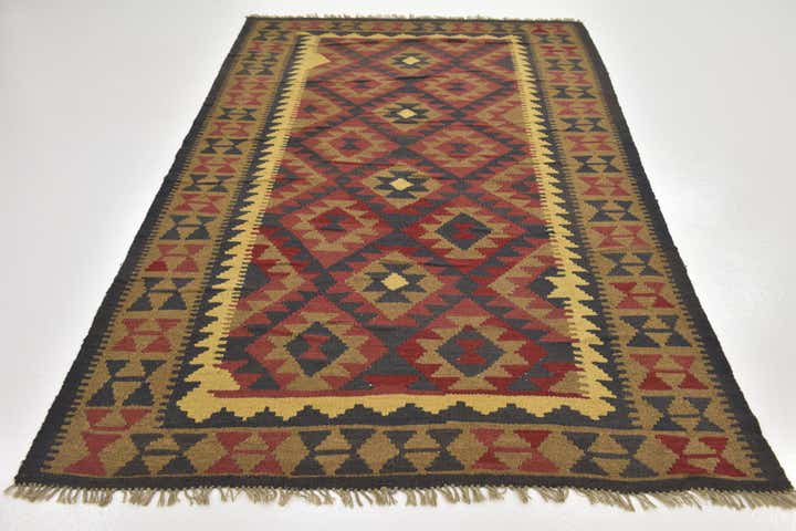 5' x 8' 5 Hand Woven Kilim Maymana Wool Rug