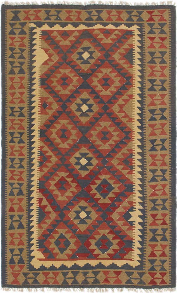 5' x 8' 5 Hand Woven Kilim Maymana Wool Rug