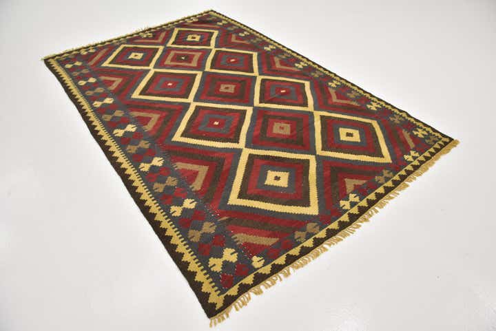5' 7 x 8' 5 Hand Woven Kilim Maymana Wool Rug