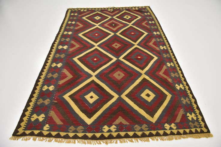Detail image of 5' 7 x 8' 5 Hand Woven Kilim Maymana Wool Rug
